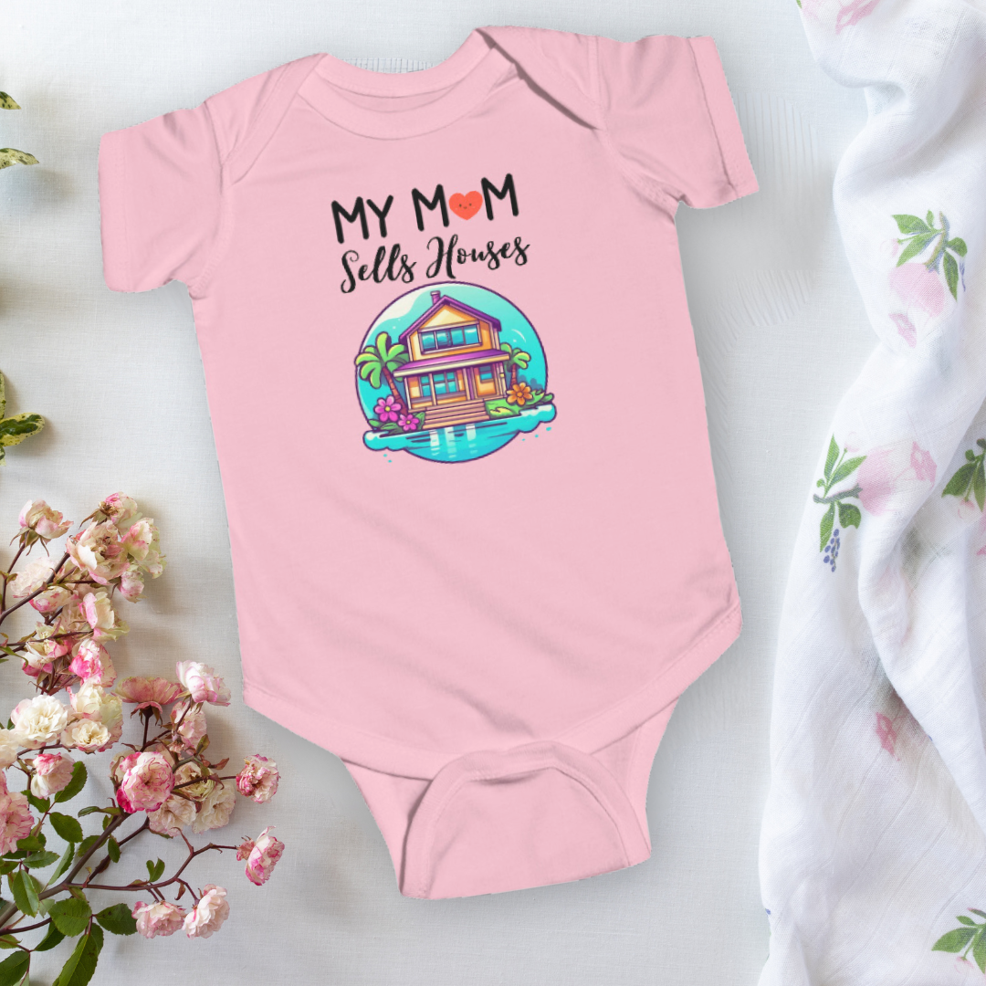 My Mom Sells Houses Baby Onesie | Real Estate Agent Baby Shower Gift | Realtor Gifts