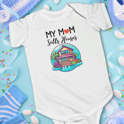 My Mom Sells Houses Baby Onesie | Real Estate Agent Baby Shower Gift | Realtor Gifts